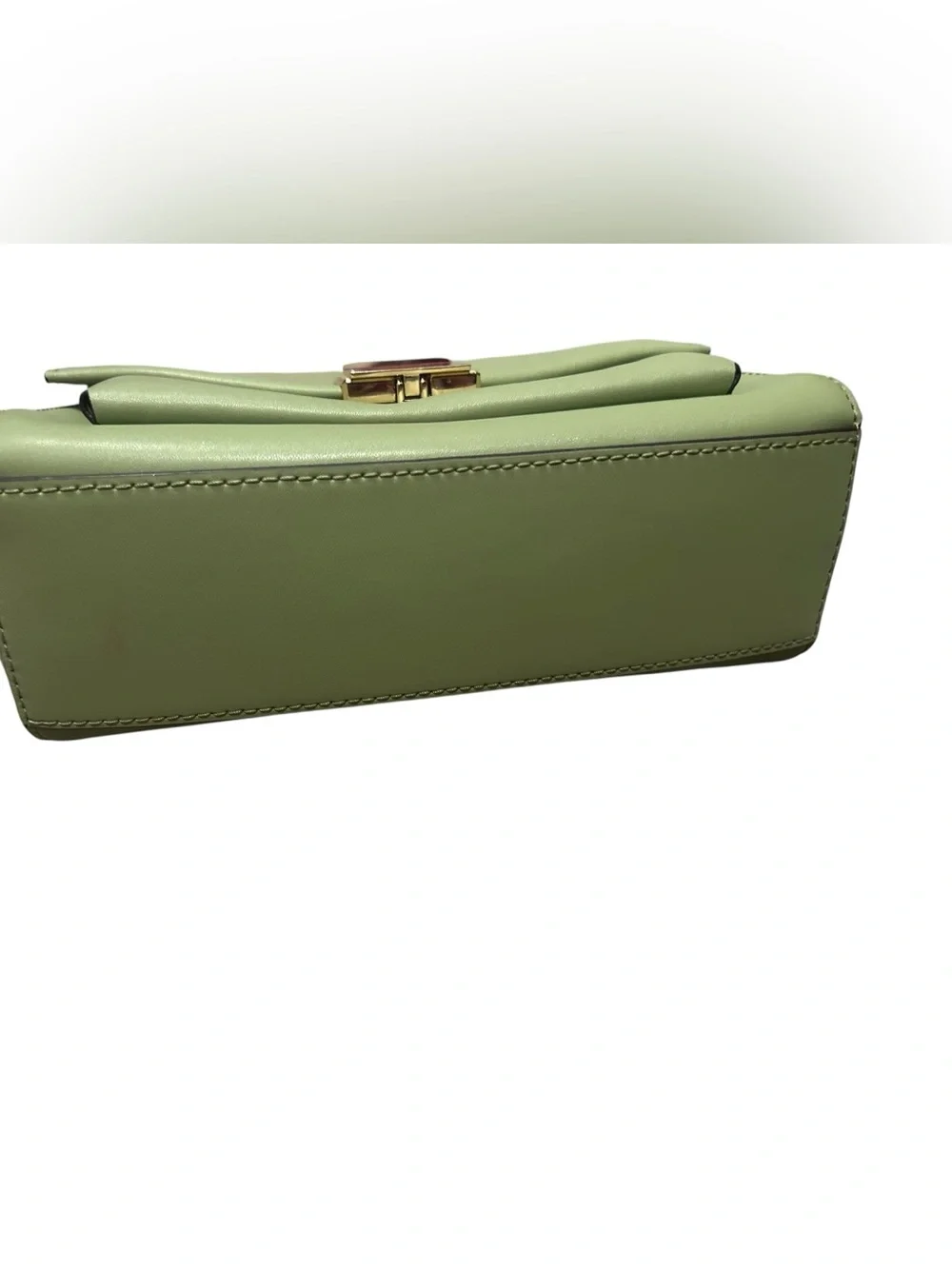 Michael Kors Sage Green Leather Shoulder Bag with Gold Hardware